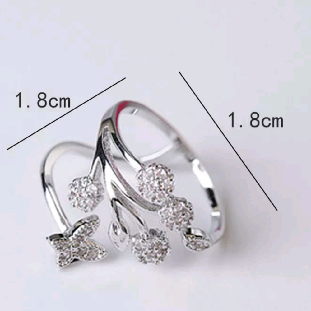 Gold/Sivler Butterfly Tree Rhinestone Adjustable - Picture 3 of 8
